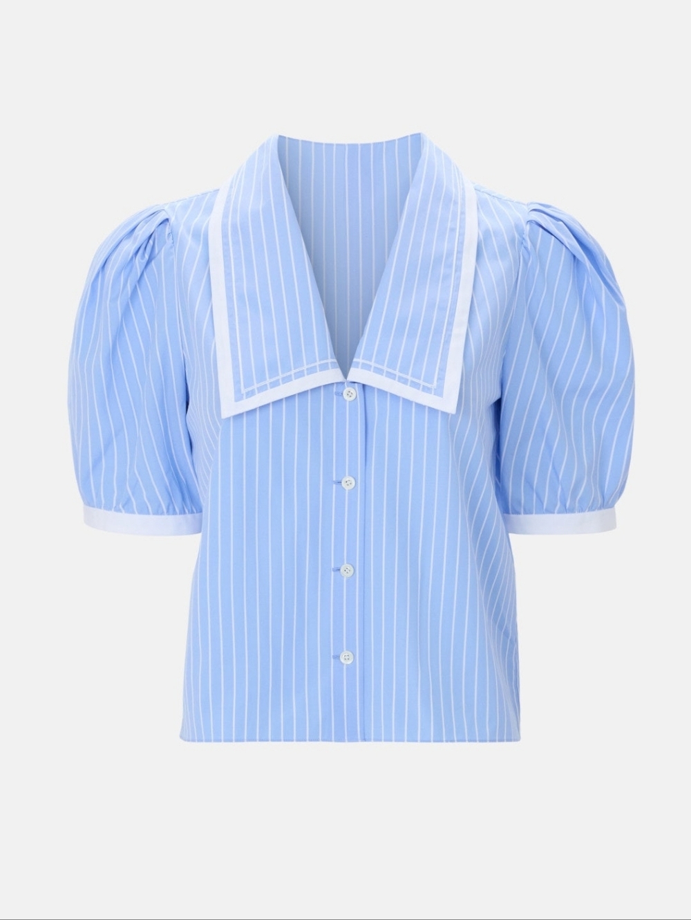 FRAME Stripe Sailor Blouse Top Collared Short Sleeve Size L